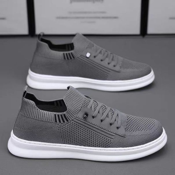 Men's Summer Breathable Sports Slip-On Shoes Odor Resistant Mesh Soft Sole Black Casual Flat Footwear_vogvips.com