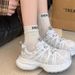 Yellow Lace-Up Thick-Soled Dad 2026 Spring Summer New Mesh Breathable Fashion Sports Casual Women's Shoes Trend_vogvips.com