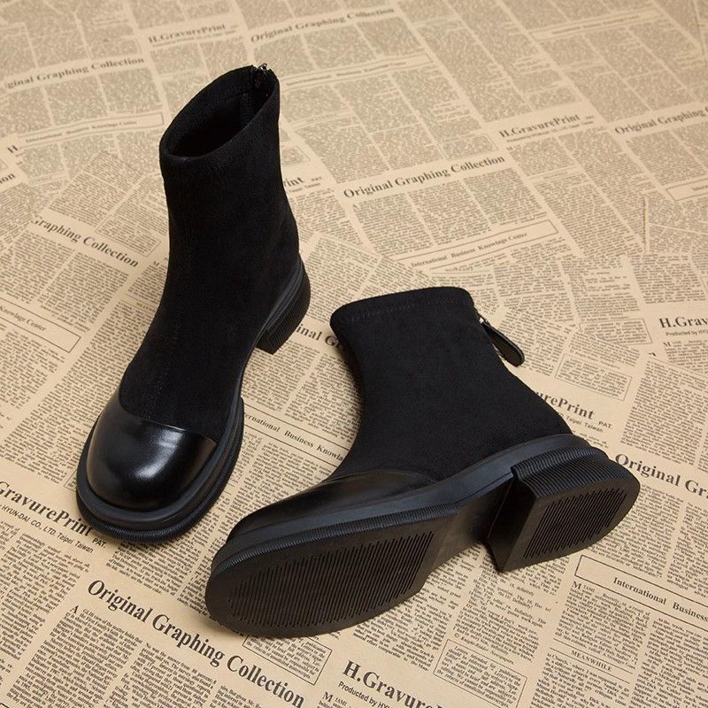 Elastic Autumn And Winter 2025 New Korean Style Ankle Boots, Trendy Short For Women, Slim Boots_vogvips.com