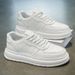 Men's Breathable White Sneakers Lace-up Height Increasing Waterproof Casual Shoes Trendy Non-slip Comfortable Summer Fashion_vogvips.com