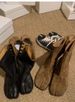 Vintage Leather Horseshoe Split-toed Pig's Trotters Women's Tabi Medium Boots Thick Heel Chelsea High Heel Short Boots Women's Martin Boots_vogvips.com