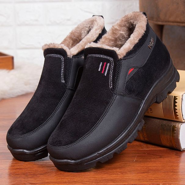 Old Beijing Cloth Winter Casual Men's Large Size Cotton Boots Thickened Non-slip Fleece Warm Soft Sole Middle-aged And_vogvips.com