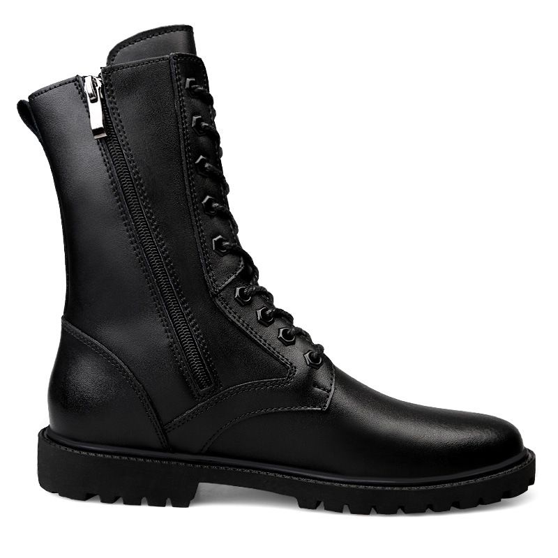 European Warm Series 2019 Winter New High-top Martin With Fleece Zipper Men's Leather Boots_vogvips.com