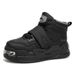 Newan Style High-Top Men's Shoes With Color-Blocking, Metal Buckle, Thick Sole, Height-Increasing Design, Casual_vogvips.com