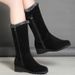 Women's Shoes Winter Snow Fleece-lined Thick Wedge Non-slip Warm Side Zipper Cotton 41 Plus Size Women's Boots_vogvips.com