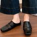 Slip-On Soft Wrinkled Ballet Unisex Mules Square Toe Flat Shoes Commuting Outdoor Wear_vogvips.com