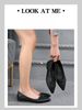 Women's Black Work 2026 New Model Office Soft-soled Flat Professional Flight Attendant Women's Pointed-toe Leather Shoes_vogvips.com