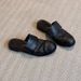 Sheepskin Version! Black Closed-toe Mules For Women, Vintage Style Soft Leather Slip-on Mules, Low-heeled Roman Shoes_vogvips.com