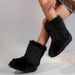 Faux Fox Fur Y2K Snow Boots Women's Winter Mid-Calf Faux Raccoon Fur Lined Boots Warm Slip-On Fashion Booties For Daily Wear_vogvips.com