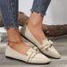 women's Look Slim, Pointed, Flat. Large Size Flat Sole Single Shoes Women, Woven Woven, With A Butterfly Bow On One Foot_vogvips.com