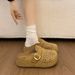 Women's Suede Perforated Buckle Clogs Mules Slides Closed Toe Slip On Breathable Flat Casual Summer Fashion Slippers_vogvips.com