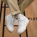 Men's Shoes Soft Soled White Sneakers, Lightweight, Non Slip, High Top, Thin, Trendy, Durable, High Street, Popular On Screen, Campus Style._vogvips.com
