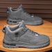 Men's High-Top Summer Work Boots - Slip-Resistant & Durable Platform Shoes For Outdoor Hiking - Khaki/Grey/Black (XB20)_vogvips.com
