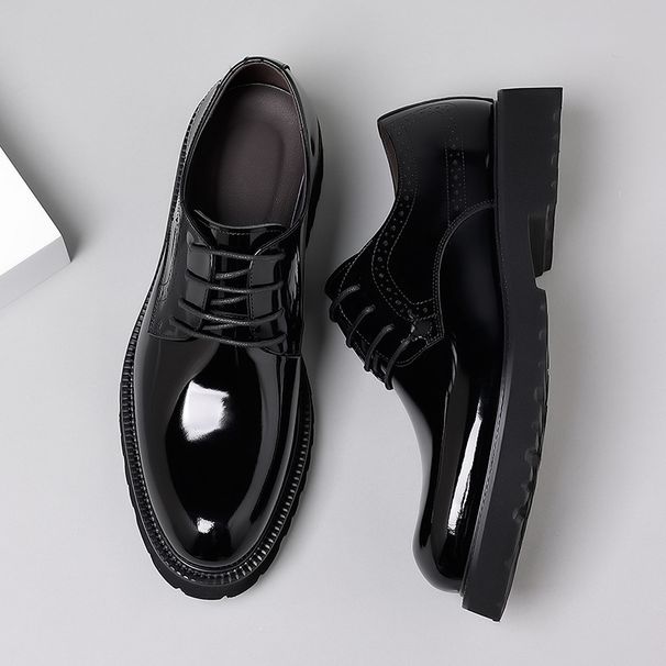 Euro Step Hairstylist Men's Korean Style British Trend Lazy Genuine Versatile Breathable Shiny Soft Sole Leather Shoes_vogvips.com