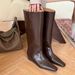 Women's Chunky Heel Boots With 5cm Hidden Lift - Stylish Coffee Brown Square Toe Boots For Straight Legs & Height Boost_vogvips.com