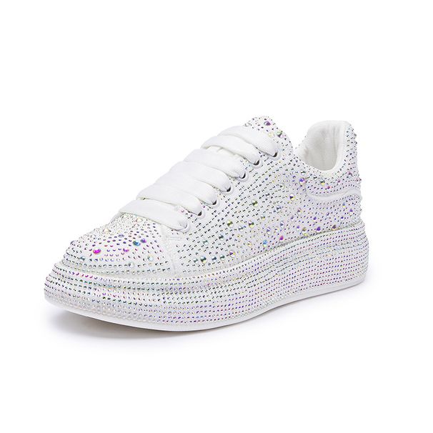 Women's Fashion Low-Top Sneakers With Rhinestones - Round Toe Breathable Casual Shoes For Spring, Autumn & Summer - Light Luxury Everyday Wear_vogvips.com