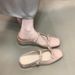 Women's Summer Mule Sandals With Internal Height Increase, Thick Bowknot, Soft Sole, Nude Pink, Closed-toe, For Outdoor_vogvips.com