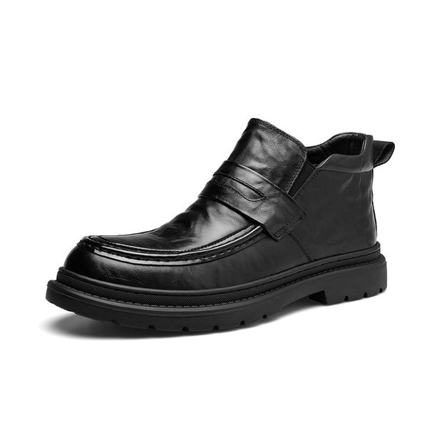 European Warm Series Men's High-Top Winter Genuine Leather Fleece-Lined Warm Business Casual Thick-Soled Loafers_vogvips.com