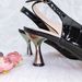 Women's pointed toe shoe and bag set, ribbon decoration, metal heels, shallow sexy high heels, simple handbag_vogvips.com