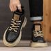 Martin High Autumn British Style Genuine Leather Men's Casual Shoes Mid Top Height Increasing Waterproof Work Boots_vogvips.com