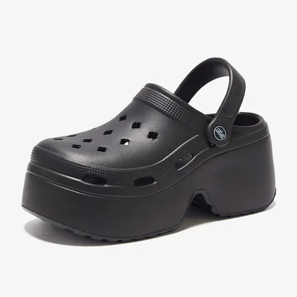 Women's 9CM Thick Sandals Shoes Summer Slippers High Heel Soft Sole Beach Garden Shoes Outdoor Waterproof Women's Hole Shoes_vogvips.com