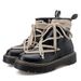 Trendy Shoes Short Mid Length Boots Men's And Women's Thick Soled Pentagram Strap British Style Round Toe Leather_vogvips.com