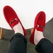 Mens Black Suede Loafers With Metal Buckle Slip On Casual Shoes_vogvips.com