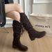Wasteland Style High Tube Tassel Knight For Women New Over-the-Knee Thick Heel Slimming Melard Long Pile Boots_vogvips.com