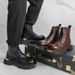 boots Fashion New Punk Style Niche Big Head Black Men's Boots Thick Sole Lace-up Casual Business Top Motorcycle Boots Commuting Work Boots_vogvips.com