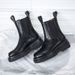 New Genuine Leather Cuff Boots Women's Thick Heel Long Short Boots Knight Chelsea Martin Boots Shoes For Autumn And Winter_vogvips.com
