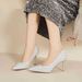 6681J Elegant Pointed Toe Shimmering High Heels, Shallow Heel Bridal Shoes, French Evening Style, High-End Single Shoes_vogvips.com