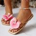 Fairy Fashionable Thai Butterfly Flower Decorated Casual Flat Slippers Summer New Solid Color Lightweight Open-toed Slippers_vogvips.com