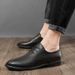 Men's Round Head Shoes Front Lace-up Low Heel Men's Top Casual Leather Shoes Work Men's Shoes_vogvips.com