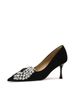 Cameido Women's High Heels - 7.5CM Pointed Toe Stiletto Pumps With TPU Sole & Velvet Fabric (Black/Burgundy)_vogvips.com