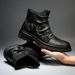 2025 Tall Men's Winter Brown Car Seam Solid Color Jack Captain Front Strap Men's Boots Martin Boots_vogvips.com