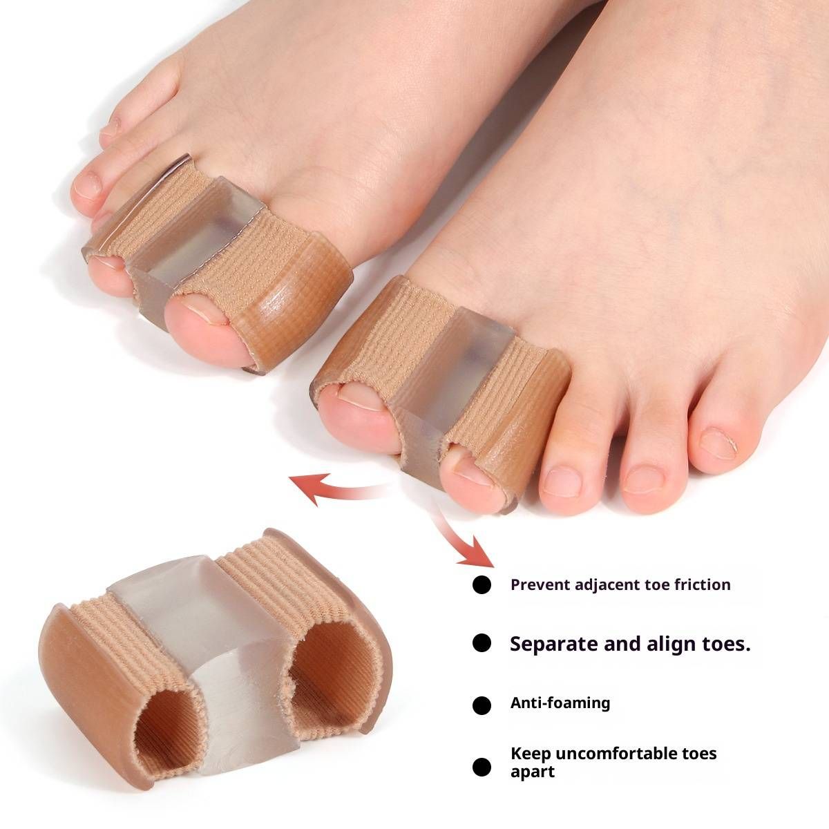 SEBS Bunion Corrector & Toe Separator – Skin-Tone Adjustable Hallux Valgus Splint For Men/Women, Dual-Loop Design For All-Day Comfort_vogvips.com
