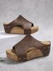 Women's Plus Size Wedge Sandals Summer Cross-Over Studded Platform One Strap Sandals Wish_vogvips.com