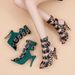 High-heeled Roman Sandals, Peep-toe Hollow-out Large-size Cross-border Foreign Trade Women's Shoes, Color-blocked_vogvips.com