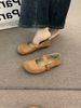 French Style Milk Camel Round Toe Matte Ballet For Women Outdoor Summer Soft Sole Fairy Mary Jane Shoes_vogvips.com