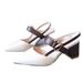 Sandals For Women Summer 2025 New Export Pointed Toe One-Strap Roman Shoes Shallow Mouth Chunky Heel High Heels_vogvips.com