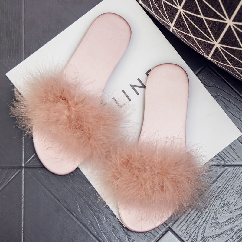Spring Summer Bridesmaid Furry For Women New Red Slippers Wedding Bride Dressing Gown Matching Shoes_vogvips.com