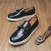 New Fashion Genuine Leather Retro Business Men's Casual Shoes Black Daily Office Loafers One-step Driving Party Dress Wedding Men's Shoes_vogvips.com
