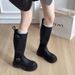 NEW Belt Buckle Long Boots For Women, Petite Height Increase And Slimming, Knee-length Boots, Thick-soled High Boots For Riders_vogvips.com