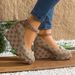 Women's European And American Patterned Plus Size Wedge Heels, New Spring And Autumn Style, Round Toe, Shallow Mouth, One Strap Buckle Fashion Shoes._vogvips.com