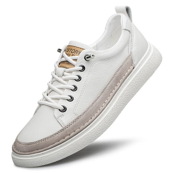 Men's Round Head Two-layer Cowhide Men's Board Shoes Ront Lace-up Low-heeled Casual Men's Shoes Direct Sales_vogvips.com