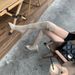 Stretchy Over The Knee Boots Suede High Heel Pointed Toe Slouchy Thigh High Boots With Buckle Detail High Heeled Nude Boots Stretch Knee High Boots_vogvips.com