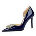 638-K58 Style Banquet Women's Shoes, Super High Thin Heels, Patent Leather, Shallow Mouth, Pointed Square Rhinestone_vogvips.com
