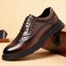 Fashionable Men's New British Black Business Formal Wear Derby Shoes Lace-up Leather British Brown Banquet Dress Wedding Leather Shoes_vogvips.com