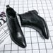 New Fashion Brown Retro Chelsea Boots Men's Pointed Toe Suit Martin Boots British Crocodile Pattern Business Men's Boots Leather Short Boots_vogvips.com