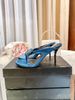Retro Flower Rhinestone Thong Heeled Sandals Blue_vogvips.com